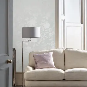 Laura Ashley Westbourne Silver Floral Smooth Wallpaper Sample