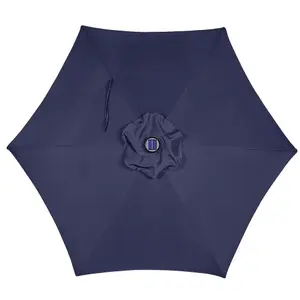 2.7m Crank and Tilt Parasol with Solar Powered LED Lights - Navy Blue