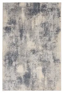 Blue Ivory Luxurious Modern Rustic Textures Rug For Bedroom & Living Room-160cm X 221cm