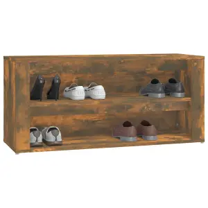 Shoe Rack Smoked Oak 100x35x45 cm Engineered Wood