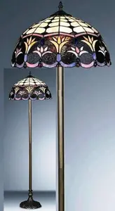 BELOFAY Tiffany Style Floor Standing Lamp 62 Inch Tall Stained Glass 16 Inches Shade Antique Base for Bedroom, Living Room, Office