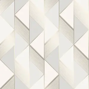 Lipsy London Gold Geometric Metallic effect Embossed Wallpaper