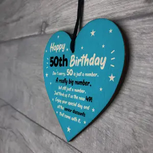 Red Ocean Novelty 50th Birthday Gifts For Him Her Wooden Heart Funny 50th Birthday Gift For Mum Dad Nan Grandad Friend