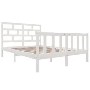 Berkfield Bed Frame White Solid Wood Pine 160x200 cm 5FT King Size