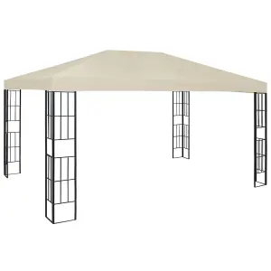 Berkfield Gazebo with LED String Lights 3x4 m Cream