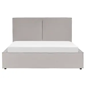 Fabric EU King Size Ottoman Bed Light Grey MOISSAC