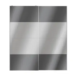 Atomia Panelled Mirrored Anthracite High gloss 2 door Sliding Wardrobe Door kit (H)2250mm (W)2000mm