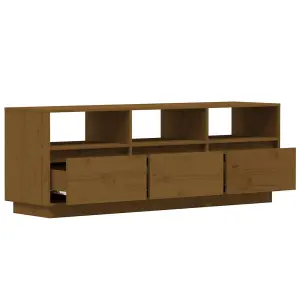 Berkfield TV Cabinet Honey Brown 140x37x50 cm Solid Wood Pine