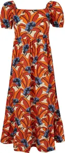 Regatta Orla Kiely Midi Summer Dress Orange Tropical, Size: 20