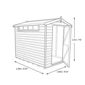 Shire Security Cabin 10x10 ft Apex Wooden Shed with floor & 2 windows