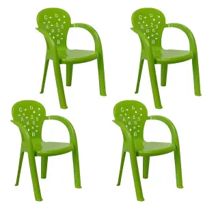 URBNLIVING 50cm Height 4 Pcs Green Coloured Stackable Plastic Chairs for Kids Party Play Set