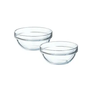 URBNLIVING 5cm Height Luminarc Glass Stackable Salad Mixing Bowl Set of 2