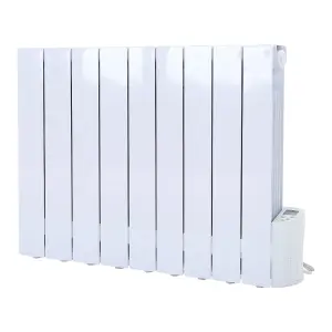 9 Fins 1500W White Electric Oil Filled Radiator Space Panel Heater with LED Screen W 770mm x H 575mm