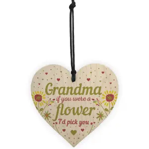 Red Ocean Grandma Wooden Heart Sign Best Grandma Gifts Birthday Gifts For Gradma Gifts From Grandchildren