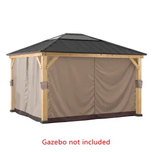 Sunjoy Curtain SOMA for Cedar wood Gazebo - 393cm x 452cm, Khaki