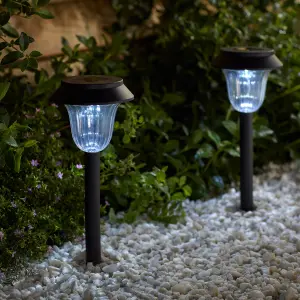 Black Round Solar-powered Integrated LED Outdoor Stake light