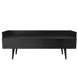 Hong Kong Ready assembled Matt black Media unit with 2 drawers, (H)128cm x (W)51.5cm x (D)39.5cm