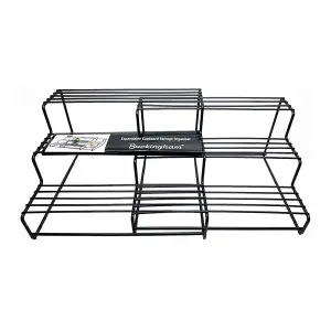 Buckingham 3 Tier Expandable Spice & Herb Rack Jar Holder Cupboard Organiser , Black , High End Premium Quality