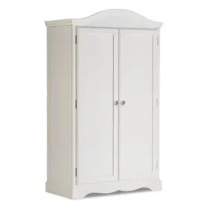 Romance Double Wardrobe French Style with Crystal Handles - Antique White