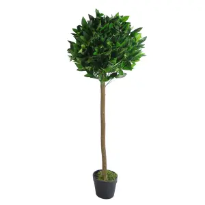 120cm (4ft) Plain Natural Trunk Artificial Topiary Bay Laurel Ball Tree