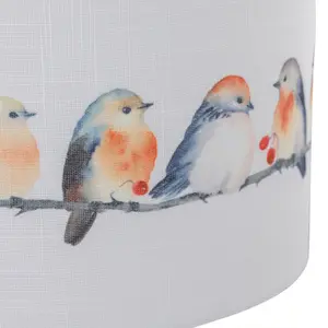 First Choice Lighting Branch Bird Print Linen Easy Fit 30cm Pendant Shade