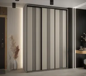 Elegant Dakota VI Sliding Door Wardrobe 1700mm - Modern Storage Solution with Three Doors, Hanging Rails, Shelves H2350mm D600mm