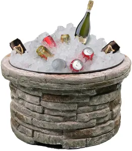 Centurion Supports Fireology SAMUI Beige Majestic Garden Fire Pit Brazier and Barbecue with Eco-Stone Finish