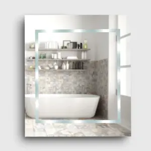 ValueLights Slim LED Battery Operated Illuminating Rectangular IP44 Rated Design Bathroom Mirror