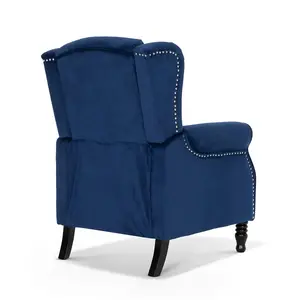 Velvet Blue Marianna Manual Recliner Wingback Chair