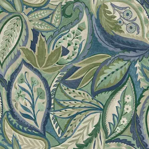 Holden Delamere Paisley Leaves Wallpaper Blue 13441