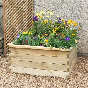 Zest Square Sleeper Raised Wooden Bed Garden Planter Flowers 90cm