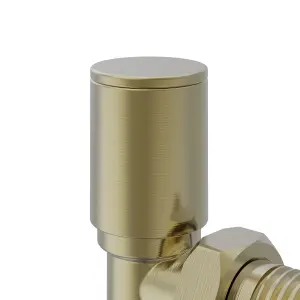 Rinse Bathrooms 15mm Pair of Corner Radiator Valve for Heated Towel Rail Radiator Brushed Brass