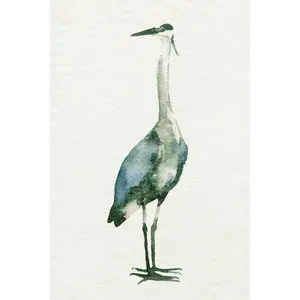 Deep Blue Heron II by Emma Caroline - Wrapped Canvas Painting 30cm H x 20cm W