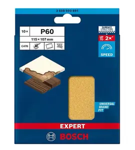 BOSCH Dual Application BEST for Wood & Paint Sanding Sheets (Square 115 x 107mm - 10/Pk) For: Bosch GSS 160 & GSS 18V-10 Sanders