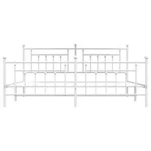 Berkfield Metal Bed Frame with Headboard and Footboard White 200x200 cm