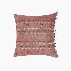 Lopa Cushion - Linen/Cotton - L50 x W50 x H1 cm - Coral