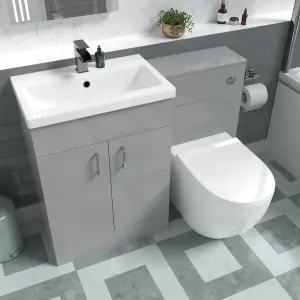 1100mm Freestanding Light Grey Basin Vanity & Back To Wall Toilet