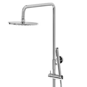 Emilia Round Thermostatic Shower Kit with Fixed Head & Handset - Chrome