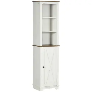 kleankin Tall Bathroom Cabinet Storage Cupboard with Door, Adjustable Shelves