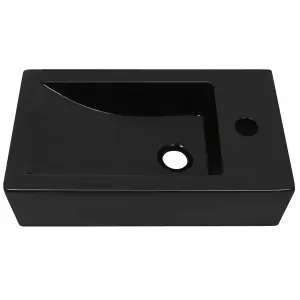 Berkfield Basin with Faucet Hole Rectangular Ceramic Black 46x25.5x12 cm