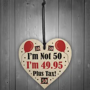 Funny 50th Birthday Gifts For Men Women Wooden Heart Joke 50th Birthday Decoration