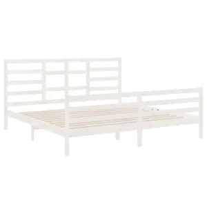 Berkfield Bed Frame White Solid Wood 200x200 cm