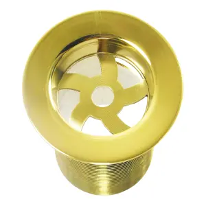 SPARES2GO Sink Basin Waste Luxury Slotted Brass Overflow Plug with Chain and Stay (40mm 1 1/4", Gold Finish)