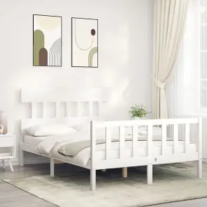 Berkfield Bed Frame with Headboard White 140x200 cm Solid Wood