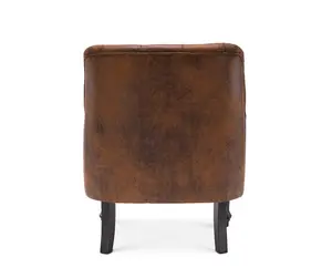 Faux Leather Suede Brown Armina Accent Chair