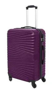 LUGGIT 3 Pcs Travel Lightweight Trolley Luggage Suitcase Set, Hard Shell - Rippled Purplish Red