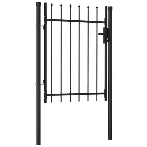 Berkfield Fence Gate Single Door with Spike Top Steel 1x1.2 m Black