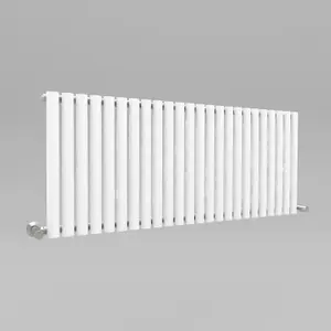 White Oval Tube 600x1416mm Horizontal Single Panel Heated Towel Radiator