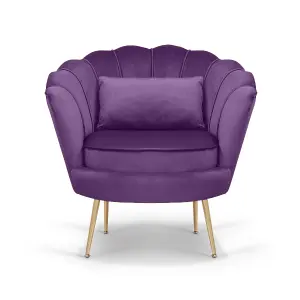 Velvet Purple Daisy Accent Chair