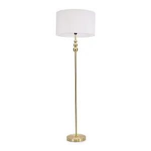 ValueLights Marissa Gold Stacked Ball Floor Lamp with White Drum Shade - LED Bulb Included